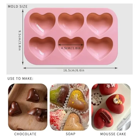Valentine's Day Heart Shaped Silicone Mold 6 Holes {2}