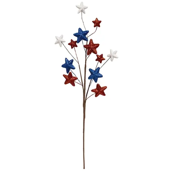3 Asstd. Sparkle Americana Star Spray Red White Blue Glitter Home Decoration {4}