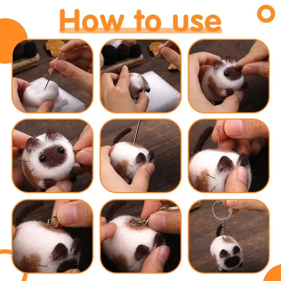 Needle Felting Kit,3 Pieces Making Wool Needle Felting Starter Kit with Instruction,Felting Foam Mat and DIY Needle Felting Supply for DIY Craft Animal Home Decoration {5}