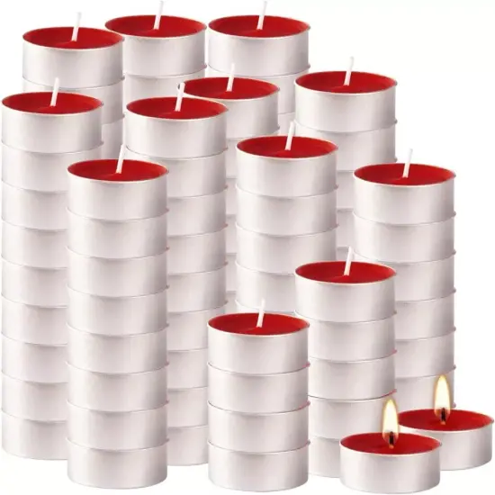 100 Pack Red Unscented Tealight Candles, Romantic Love Tea Lights {1}