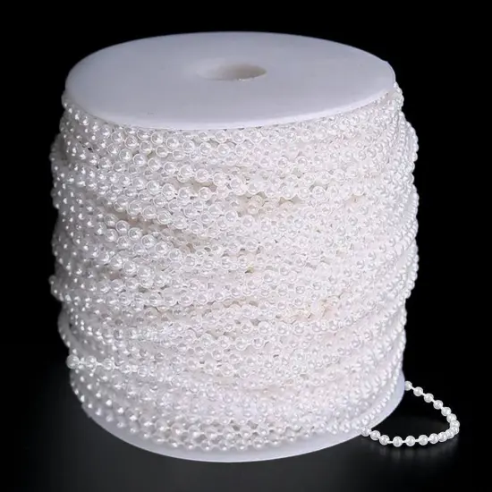 White Pearl Garland Strand,2.5mm Crystal Beads Faux Bead Spool Rope for Wedding Party Decoration {3}