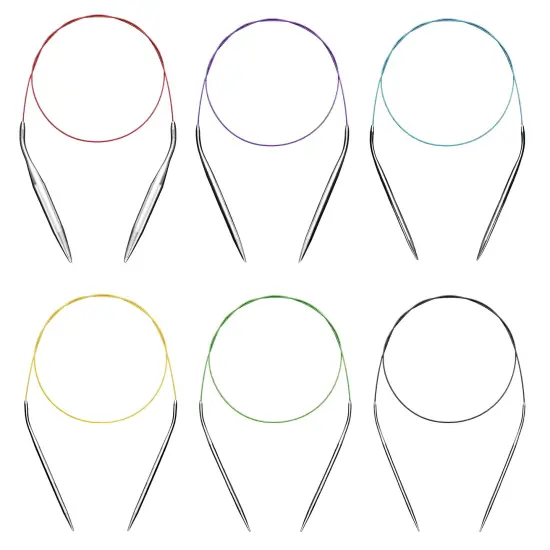 Circular Knitting Needles Set Round Needle Metal Magic Loop 40 Inch Size 15 11 9 7 4 1.5 {1}