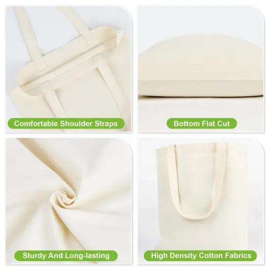 Canvas Tote Bag - 4 PCS Cotton Canvas Reusable Grocery Shopping Blank Tote Bag with Handles for Crafts DIY, Gift, Advertising Promotion Activity {6}