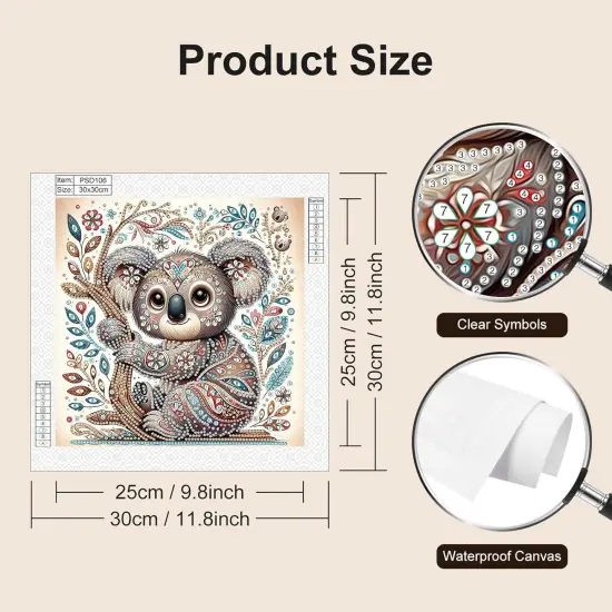 Diamond Painting Kits for Adults Koala, 5D Special Shape Diamond Art Kits for Beginners, Crystal Rhinestones Diamond Painting for Home Wall Decoration Gift 12&times;12inch, Animal {2}