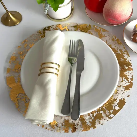 Disposable Gold Placemats Set of 24 Metallic Thin Round 13 Inch Gold Foil Mesh Pressed Fall Table Mates 24 Pack Gold Doilies for Wedding Birthday Party {5}