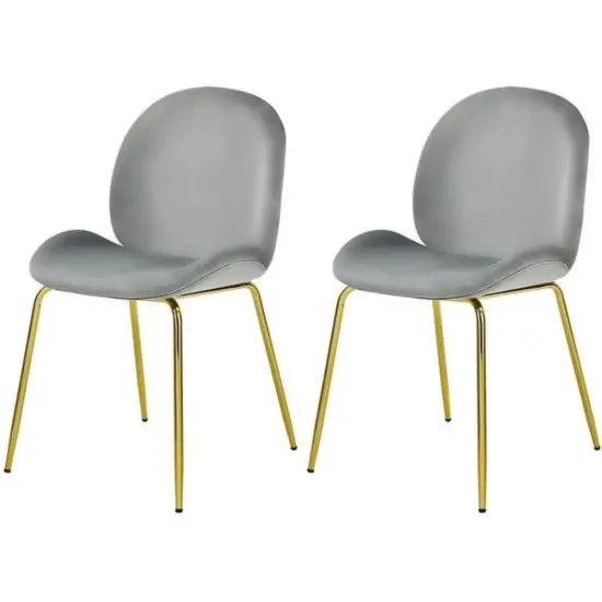 Set of 2 Velvet Accent Chairs with Gold Metal Legs and Ergonomic U Shaped Seat Green {7}