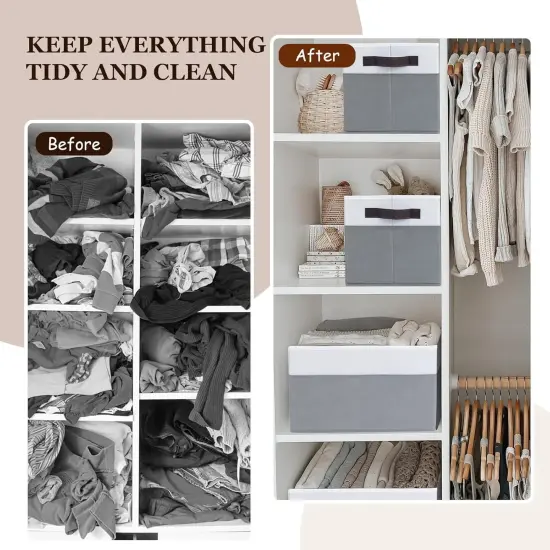 4 Pack Large Summer Storage Baskets for Shelves | Fabric Closet Organizers and Storage Bins with Handles Home Organization | Decorative Collapsible Baskets {3}