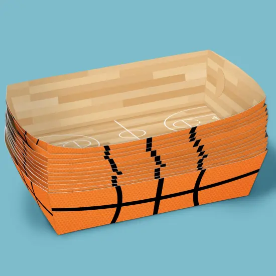 Big Dot of Happiness Basketball Party Paper Food Trays, Disposable Double-Sided Paper Food Holders for Nachos, Hot Dogs, French Fries - 12 Ct {5}