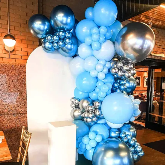 Metallic Blue Balloon Different Sizes 110 Pcs 18 12 10 5 Inch Chrome Balloon Garland Arch Kit Confetti Balloons Blue Latex Party Balloons for Graduation Baby Shower Birthday Wedding Party Decorations {3}