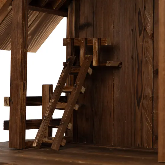 Northlight Wooden Nativity Stable with Ladder and Loft - 22" Brown {7}