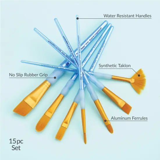 RCC 601 | Crafter's Choice&trade; 15pc Golden Taklon Variety Brush Set {5}