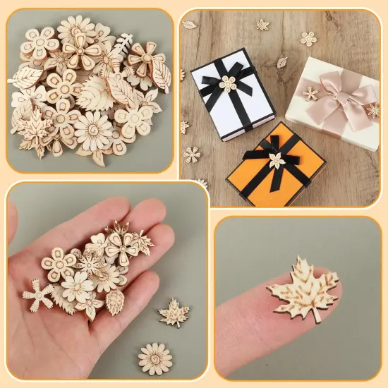 100 Pack Wooden Flower Cutouts for Crafts {5}