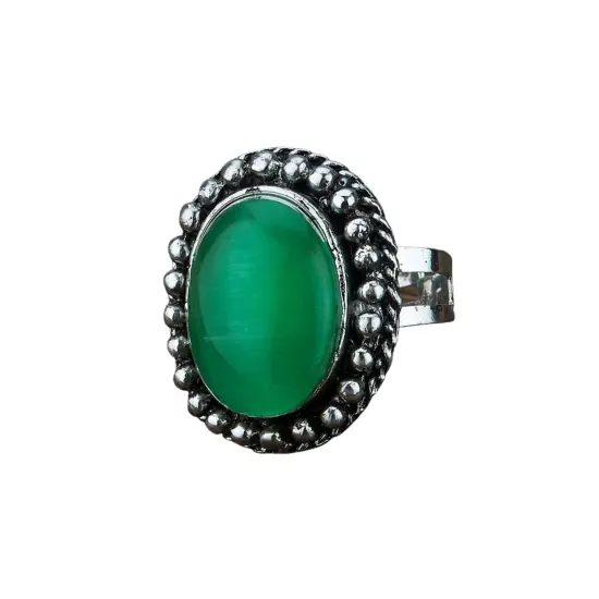 Zodiac Ring with Oxidised Plating Women Rings Open Wrap Finger Rings Adjustable Indian Bollywood Jewelry Antique Vintage Knuckle Boho Jewelry for Women - Gift for Her GREEN {1}
