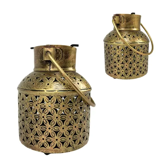 Tealight Candle Stand Gold Iron Incense Holder Antique Style Dhuni Burner Mess Free Cone Holder Housewarming Gift Dhoop Organiser for Home Office Decor Diwali Decoration {3}