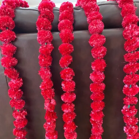 5ct Artificial Marigold Strings, Ugadi Decoration, Indian Decor Bright Orange {7}