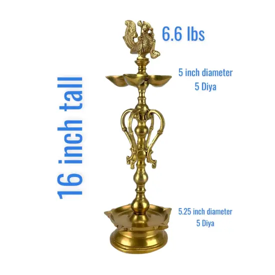 Large Peacock Deepam Brass Diya Annam Deepak Samai Oil Lamp with Base Indian Festival Diwali Diya Hindu Puja Religious Home Decor Pooja Lamp Indian Housewarming Wedding Return Gift {4}