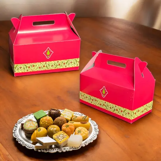 Bulk Gable Boxes Party Favor Treat Boxes Paper Gift Box for Birthday Party Goodie Gift Boxes for Wedding Housewarming Christmas Candy Boxes with Handle Paper {1}