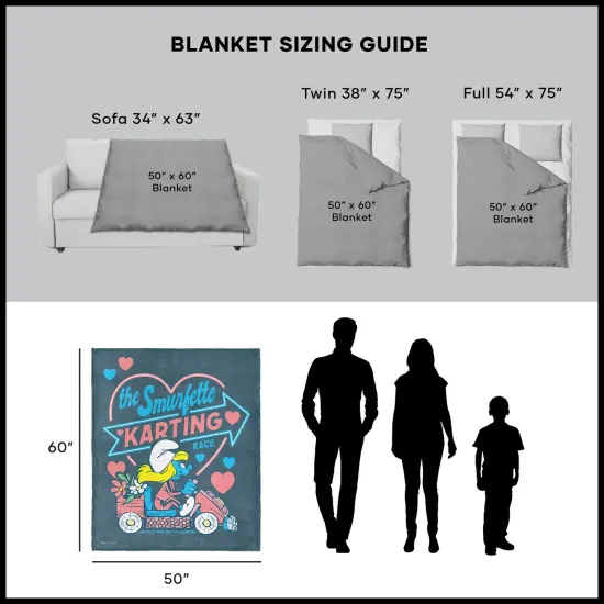 Smurfs Silk Touch Sherpa Throw Blanket Smurfette Karting {6}