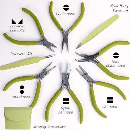 The Beadsmith Fashion Color Pliers &ndash; Slimline Color-Coordinated Tools &ndash; Matching Clutch in Beige &ndash; Jewelry Making Supply Kit to Create Necklaces, Bracelets, Earrings & More Light olive {3}