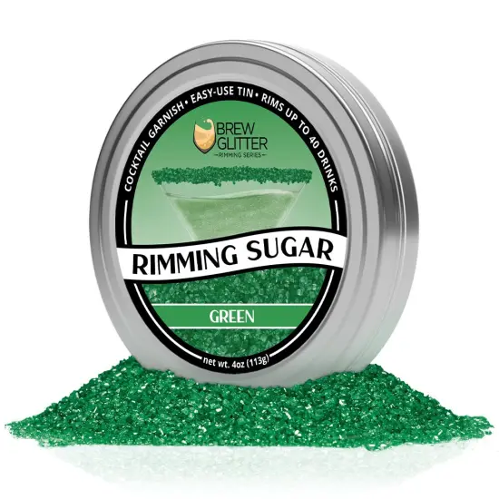 Brew Glitter - Green Rimming Sugar (4oz, 1x Bar Tin) Cocktail Garnish for Mixed Drinks & Refreshments {4}