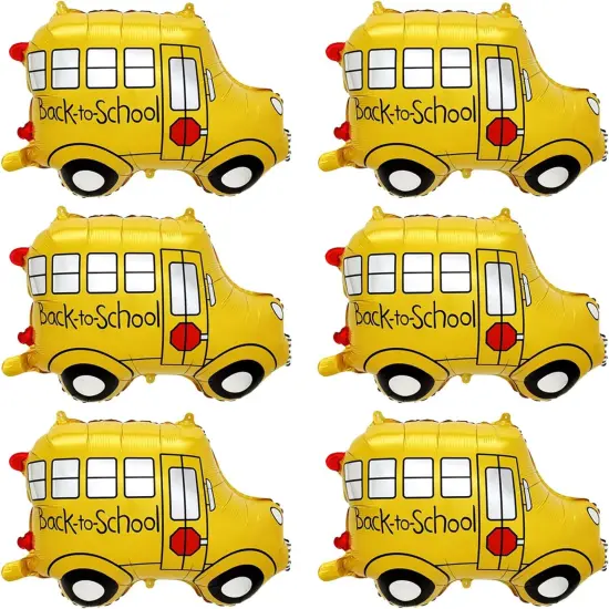 6pcs Back to School Decorations - 24.6x18.5in Bus Balloon {1}