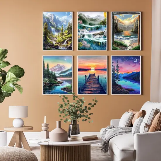 6 Pack Adults Paint by Numbers, Landscapes-(12x16inch) {3}