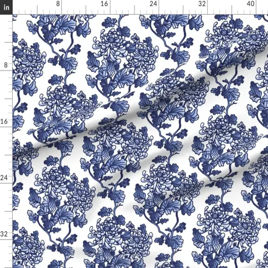 Various Fabrics by the Yard or Fat Quarter Floral Blue Peonies Spring Kitchen Home Decor Flowers Modern Momochramtic Custom Printed Fabric by Spoonflower {1}