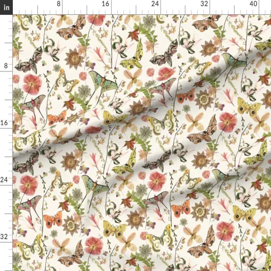 Various Fabrics by the Yard or Fat Quarter Moth Butterfly Botanical Insects Natural Boho Entomology Custom Printed Fabric by Spoonflower {1}