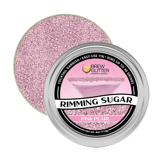 Brew Glitter - Pink Pearl Rimming Sugar (4oz, 1x Bar Tin) Cocktail Garnish for Mixed Drinks & Refreshments {5}