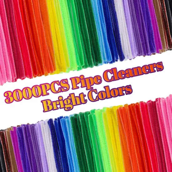 3000 Pieces Pipe Cleaners 40 Assorted Colored Chenille Stems {3}