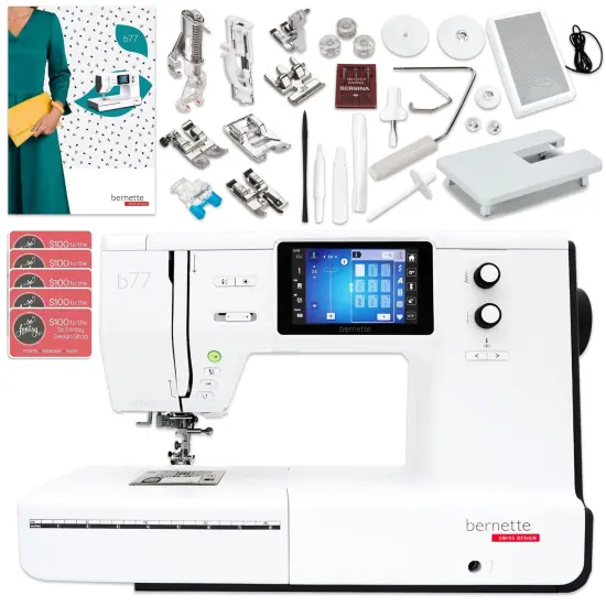 Bernette B77 Deco Sewing & Quilting Machine Bundle with 100 Thread Spools {2}