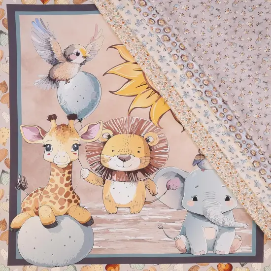 Mook Fabrics Safari Buddies Cotton Fabric [45in. Wide] - By The Yard Giraffe Tan {4}