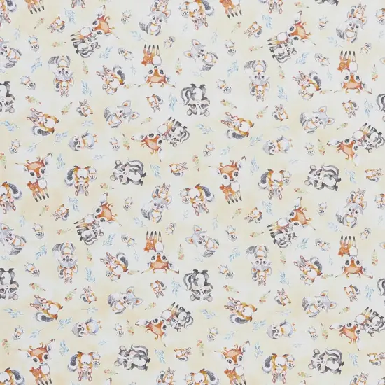 Mook Fabrics Fawn & Friends Cotton Fabric [45in. Wide] - By The Yard Yellow {1}