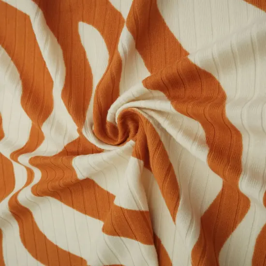 1 Yard Abstract Zebra 8x3 Yummy Rib Knit Fabric Soft Stretch 58/60 Inches Wide MANGO {3}