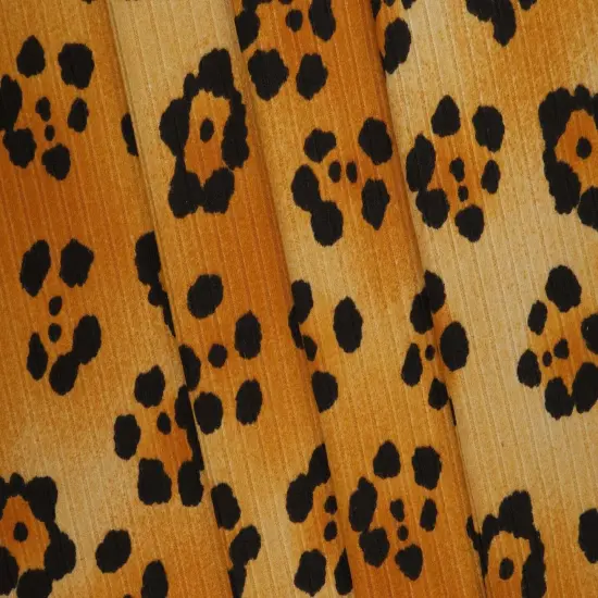 1 Yard 8X3 Yummy Rib Animal Leopard Print Stretch Knit Fabric 58/60 Inches Wide KHAKI/BLK {3}