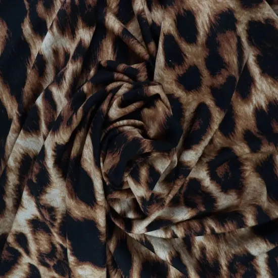 1 Yard French Terry Animal Print Knit Fabric 58/60&Prime; Wide Polyester Rayon Spandex Blend CREAM ASH {2}