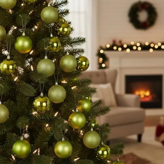 Northlight Shatterproof 4-Finish Christmas Ball Ornaments 3.25" (80mm) - Kiwi Green - 32ct {5}