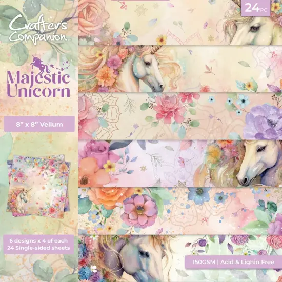 Crafter's Companion Vellum Pad 8"X8"-Majestic Unicorn {1}