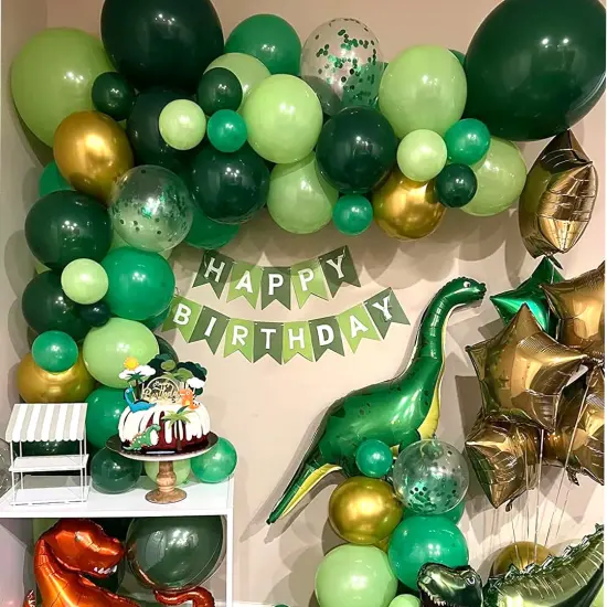Green Balloons Dark Green Balloon Set, 50 Pcs 12 inch Different Shades Emerald Green Lime Green Confetti Latex Balloons For Jungle Safari Party Supplies {3}