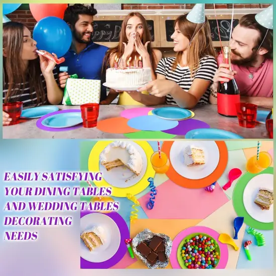 120 Pcs Multicolor Disposable Paper Placemats Colorful Round Paper Table Place Mats for Holiday Birthday Wedding Pride Fiesta Party Supplies Home Dinning Decor {4}