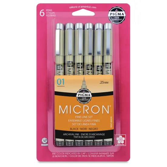 Sakura Pigma Micron Pens - Set of 6, Black, 01 {2}