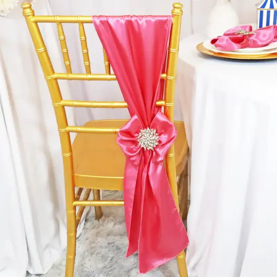 10 Pieces Bubble Gum Satin Chair Sashes Vibrant 8"x108" Event Accessories {2}