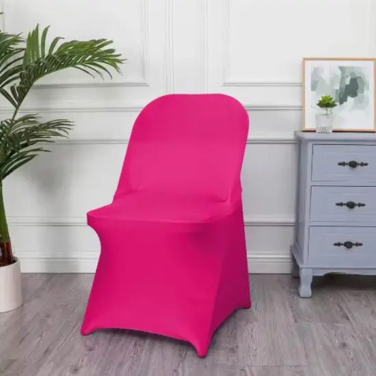 Fuchsia Stretch Folding Chair Cover for Stylish Event Seating {3}