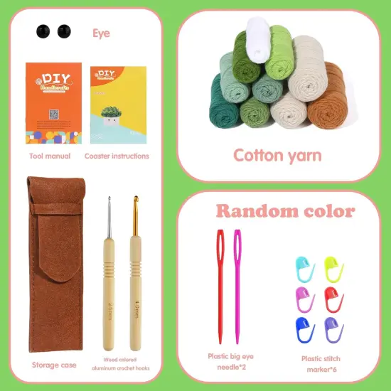 6PCS Coasters Crochet Starter Kit Plant Pot {2}