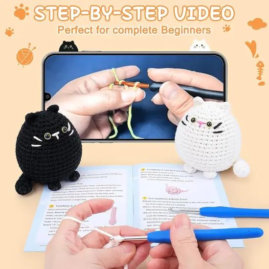 2PCS Cat Crochet Kits for Adults Kids {2}