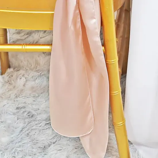 10 Pieces Blush Pink or Rose Gold Satin Chair Sashes Elegant 8"x108" Event Decor {4}