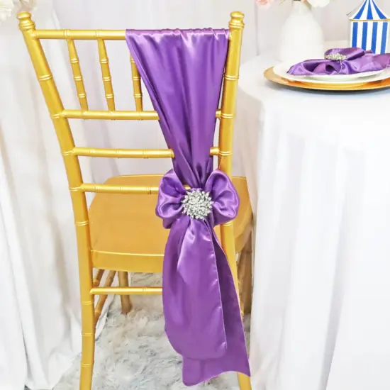 10 Pieces Victoria Lilac Satin Chair Bands, 8"x108" Soft Elegant Event Sashes {2}
