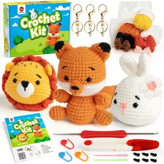 3PCS Animal Crochet Kit for Beginners {1}