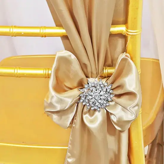 10 Pieces Champagne Satin Chair Sashes 8"x108" Elegant Event Decor {3}