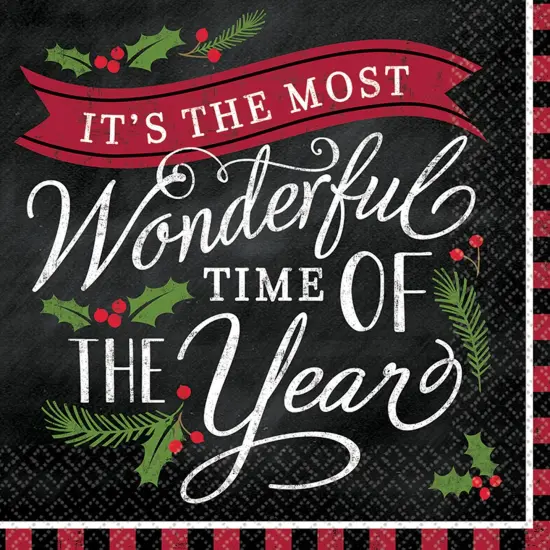 Most Wonderful Time Christmas Luncheon Napkins - 36ct {1}